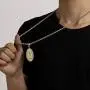 ROWIN&CO Mens 18K Gold Hip Hop Iced Out Bling Micro Pave Artificial Diamond Oval Virgin Mary CZ Pendant with 20/24/30 inchs Gold Rope Chain