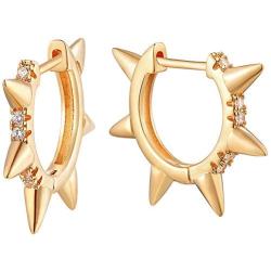 OSIANA Huggie Hoop Earrings for Women 18K Gold Plated Handmade Cubic Zirconia Stars Geometry Beads Chain Link Rope Cute Delicate Boho Hoops Hypoallergenic Small Jewelry Gift for Her