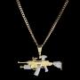 Moca Jewelry Iced Out Sniper Gun Shape Pendant 18K Gold Plated Chain Bling CZ Simulated Diamond Hip Hop Necklace for Men Women