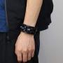 Thunaraz Black Brown Leather Bracelet for Men Women Punk Wide Leather Cuff Bracelet Cool Braided Wristbands Adjustable Gothic Wristband Bangle Jewelry