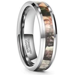 Frank S.Burton 6mm 8mm Camo Wedding Bands for Men Women Hunting Tungsten Carbide Rings Comfort Fit Size 5-13