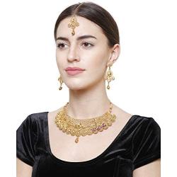 YouBella Jewellery Bollywood Ethnic Gold Plated Traditional Indian Necklace Combo Set with Earrings for Women