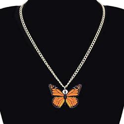 NEWEI Acrylic Floral Butterfly Necklace Chain Pendant Collar Fashion Summer Spring Insect Jewelry for Women Girl Gifts Charm