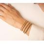 Gold Beaded Bracelets for Women, 14K Gold Plated Bead Ball Layered Bracelets Set Copper Beads Stackable Elastic Stretch Gold Bracelets Fashion Beaded Jewelry