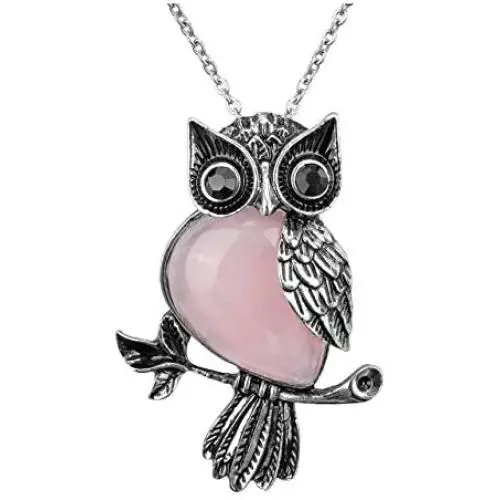 Top Plaza Owl Necklaces Healing Crystal Stone Pendant Reiki Spiritual Energy Gemstone Quartz Necklace Birthday for Women Men Top Plaza Owl Necklaces Healing Crystal Stone Pendant Reiki Spiritual Energy Gemstone Quartz Necklace Birthday for Women Men