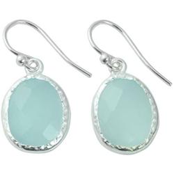 NOVICA Chalcedony .925 Sterling Silver Dangle Earrings, Pale Aqua Dewdrops