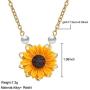 krun Sunflower Pendant Necklace Pearl Leaf Chain Resin Boho Handmade Drop Choker Necklace for Women Girls