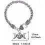 Triple Moon Goddess Amulet Wicca Pentagram Wheat Chain Bracelet for Women Men Pagan Jewelry Triple Moon Goddess Amulet Wicca Pentagram Wheat Chain Bracelet for Women Men Pagan Jewelry