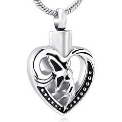 Heart Memorial Necklace Cremation Jewelry for Pet/Human Ashes Cremation Necklace