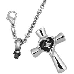 SexyMandala Religious Cross Memorial Urn Necklace for Ashes Cremation Keepsake Pendant Funnel Fill Kit
