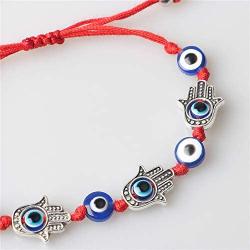 kelistom Kabbalah Multi Evil Eye Hamsa Hand Red String Bracelet for Protection and Luck, Handmade String Bracelets for Women Men Teens, 1/2 PCS/Pack