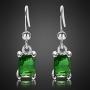 RIZILIA Dangle Drop Pierced Earrings with Rectangular Cut CZ [9 Colors available] in White Gold Plated, Simple Modern Elegant