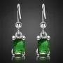 RIZILIA Dangle Drop Pierced Earrings with Rectangular Cut CZ [9 Colors available] in White Gold Plated, Simple Modern Elegant