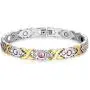 Titanium Stainless Steel Magnetic Bracelet Link Stylish Womens Bracelets with Rhinestone,2 Colors to Choose