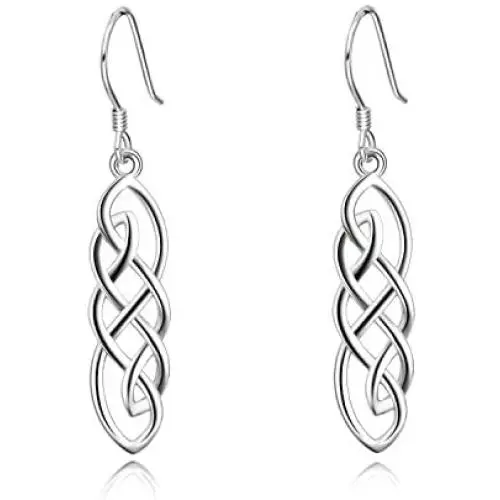 Sterling Silver Irish Vintage Celtic Knot Dangle Earrings Good Luck Celtics Earrings Jewelry for Women