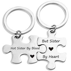 Puzzle Sister Keychain Not Sister By Blood But Sister By Heart Gift for Sisters Friends Sister Jewelry Sister Gifts from Sister BFF Gifts for 2 (sister by blood KR)