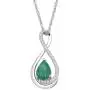 Natural Gemstone Teardrop Pendant Necklace with Diamonds in Sterling Silver, 18''