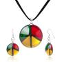 SUVANI Sterling Silver Hand Blown Glass Peace Love Reggae Pendant Necklace or Dangle Earrings