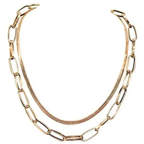 TinaRice Layered Chain Necklace Link Paperclip Choker Necklaces Gifts for Women Jewelry