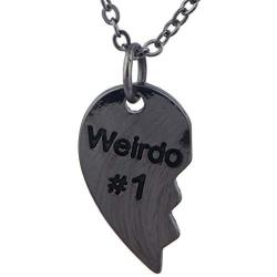 Lux Accessories Weirdo 1 & 2 BFF Best Friends Heart Charm Necklaces (2pc)