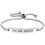 SOUSYOKYOSAM You are Enough Inspirational Quote Mantra Phrase Engraved Bangle Bracelet Positive Jewelry Gift