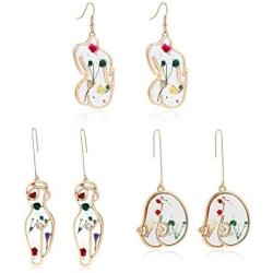 Boob Earring Face Abstract Gold Female Body Pendant Dangle Earrings Sets Picasso women shape Chokers wire face Stud Earring-6 pairs