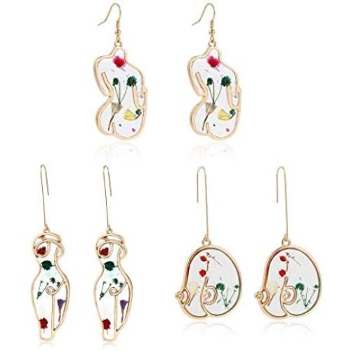 Boob Earring Face Abstract Gold Female Body Pendant Dangle Earrings Sets Picasso women shape Chokers wire face Stud Earring-6 pairs