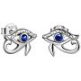 Besilver Egyptian Eye of Horus Jewelry Set Gift Womens 925 Sterling Silver Blue Eye of Horus Ring/Bracelet/Necklace Earrings Set Amulet Jewelry Gift for Wife Girlfriend Valentine Day/Birthday