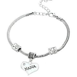 “Nana” Charm Bracelets | Adorable Nana Heart Bracelet | Best Family Jewelry Gift
