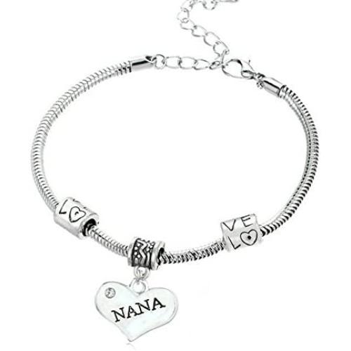 “Nana” Charm Bracelets | Adorable Nana Heart Bracelet | Best Family Jewelry Gift