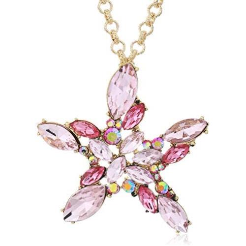 Betsey Johnson (GBG Stone Cluster Starfish Pendant Necklace, Pink, 300576GLD650, 300576GLD650, 300576GLD650, 300576GLD650, One Size