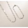 FANCIME Paperclip Chain Necklace and Bracelet Jewelry Set Dainty Link 14K Yellow/Rose/White Gold Plated Gift for Women Girls, Adjustable Necklace 18 inch/Bracelet 8 inch.