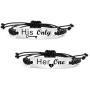 SOUSYOKYO Couple Bracelet, Her One His Only Bracelets, Long Distance Matching Relationship for Wife and Husband, Wedding Day Jewelry