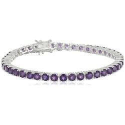 Sterling Silver Genuine African Amethyst Tennis Bracelet, 7.25''