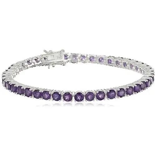 Sterling Silver Genuine African Amethyst Tennis Bracelet, 7.25'' Sterling Silver Genuine African Amethyst Tennis Bracelet, 7.25''