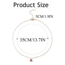 Genbree Boho Choker Necklace Evil Eye Necklaces Chain Silver Short Jewelry for Women and Girls (Red)