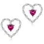 Creativity Ruby Love Heart Stud Earrings, White Gold Plated Hypoallergenic Earings for Girls and Women