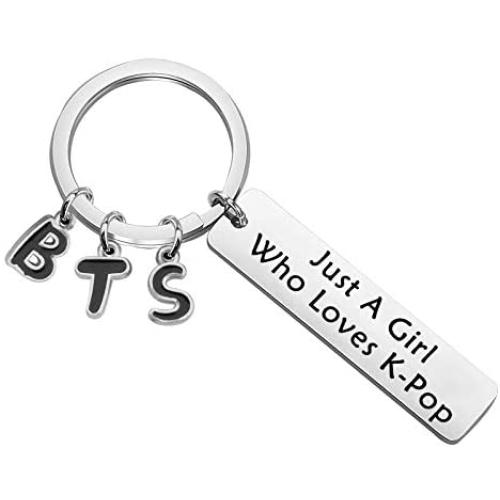 AKTAP K-Pop Bangtan Boys Gift Keychain Just A Girl Who Loves K-Pop Jewelry Army Gift for Bangtan Boys Fans