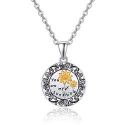 TANGPOET Locket Necklace That Holds Pictures Sunflower Rose Tree of Life 925 Sterling Silver Photo Heart Lockets Necklace Birthday Gifts for Women