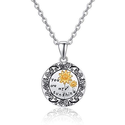 TANGPOET Locket Necklace That Holds Pictures Sunflower Rose Tree of Life 925 Sterling Silver Photo Heart Lockets Necklace Birthday Gifts for Women