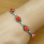 Carnelian Bracelet 925 Silver Overlay Handmade Boho Style Jewelry