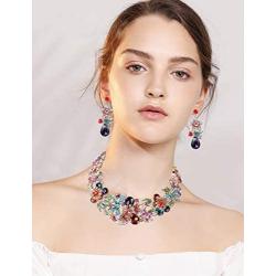 FUNRUN JEWELRY Wedding Bridal Necklace Earring Jewelry Set for Women Vintage Statement Necklace Teardrop Dangle Earring for Bridesmaid Evening Party Prom