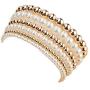 6Pcs Stackable Venetian Pearl Flat Brass Bead Ball Bracelet Set Simple Delecate Gold Beaded Stretch Bracelets Friendship Bangle Boho Stretchable Elastic Bracelet for Women Girl
