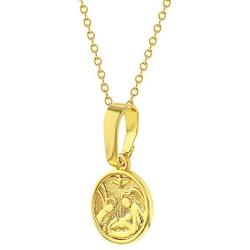 In Season Jewelry 18k Gold Plated Guardian Angel Medal Necklace Newborn Baby Infant Birth Gift 16''
