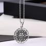 Compass Necklace For Women, Silver Pendant With Zirconia, Mayan Calendar Jewelry Charm