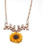 NICEMOVIC Sunflower Pearl Necklace,Sweet Resin Daisy Flower Choker Necklace Leaf Pendant Necklace Fashion Jewelry Gift for Women and Girls.(Rose Gold)