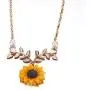 NICEMOVIC Sunflower Pearl Necklace,Sweet Resin Daisy Flower Choker Necklace Leaf Pendant Necklace Fashion Jewelry Gift for Women and Girls.(Rose Gold)