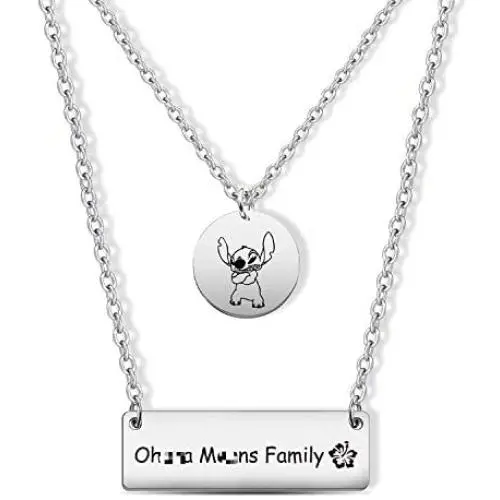 G-Ahora Stitch Necklace Ohana Necklace Hibiscus Jewelry Stitch Charm Gift for Family Mom Sister Best Friends(Stitch NL) G-Ahora Stitch Necklace Ohana Necklace Hibiscus Jewelry Stitch Charm Gift for Family Mom Sister Best Friends(Stitch NL)