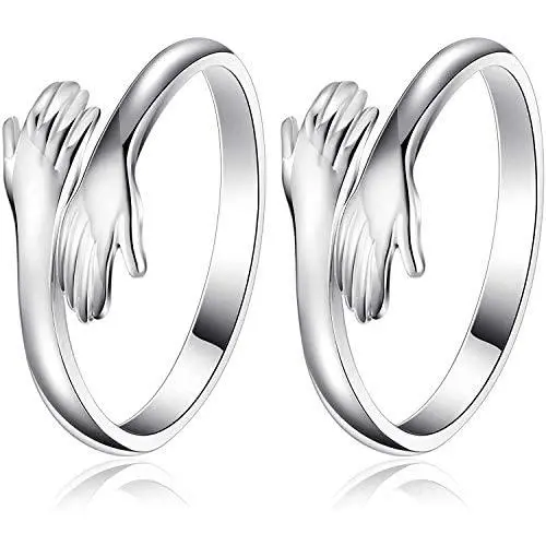 2PCS Hugging Band Hug Hands Eternity Couple Rings Embrace Open Hands Rings Unique Romantic Couple Hug Rings Adjustable Lover Statement Rings 2PCS Hugging Band Hug Hands Eternity Couple Rings Embrace Open Hands Rings Unique Romantic Couple Hug Rings Adjustable Lover Statement Rings