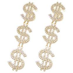WPY Glitter Crystal Dollar Money Sign Symbol Drop Dangle Fashion Earrings Fashion Jewelry